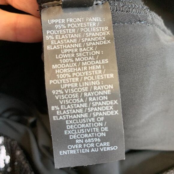 Donna Karan black sequin Bodice Flare Dress Sz 10 - Picture 9 of 15